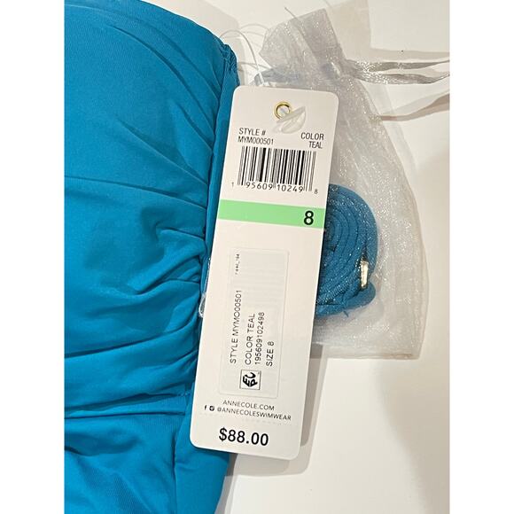 NWT Anne Cole - Twist Front Shirred One Piece Swimsuit Size 8 - Picture 8 of 9